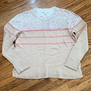 beachlunchlounge Beige and Pink Patterned Sweater